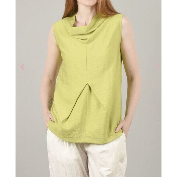 Niche Kyla Top Sleeveless Draped Neckline Pleats XL Lagenlook‎ Line Green NWT - Picture 1 of 7